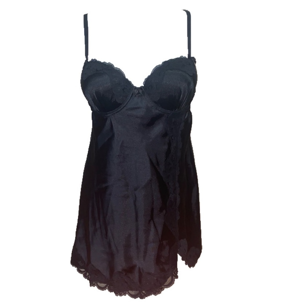 Satiny Black underwire nightie